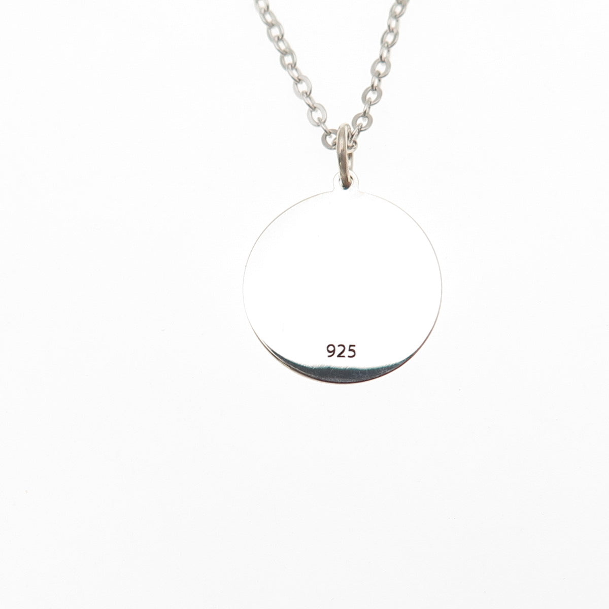 925 Sterling Silver Black Enamel Cross Round Tag Cable Chain Necklace 18"