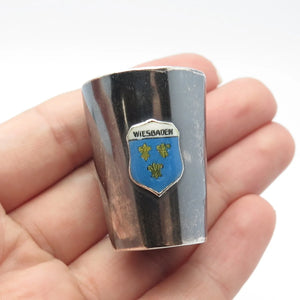 925 Sterling Silver Antique Enamel WWII "Wiesbaden" Shot Glass