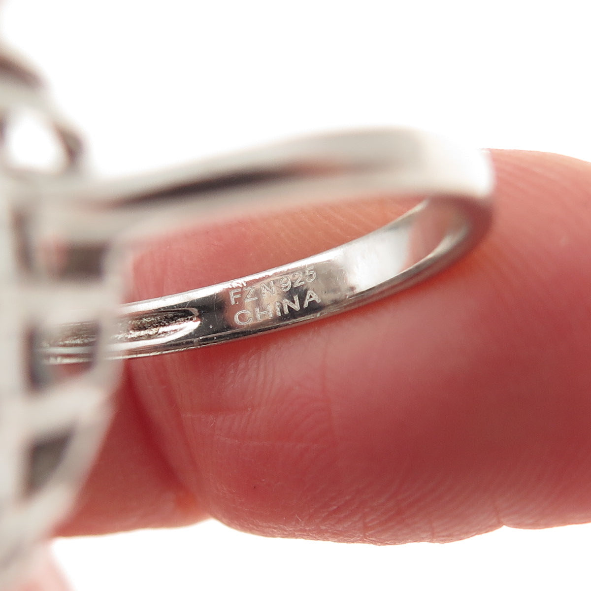 925 Sterling Silver Oval-Cut Blue Tapered Baguette-Cut White C Z Ring Size 7.25
