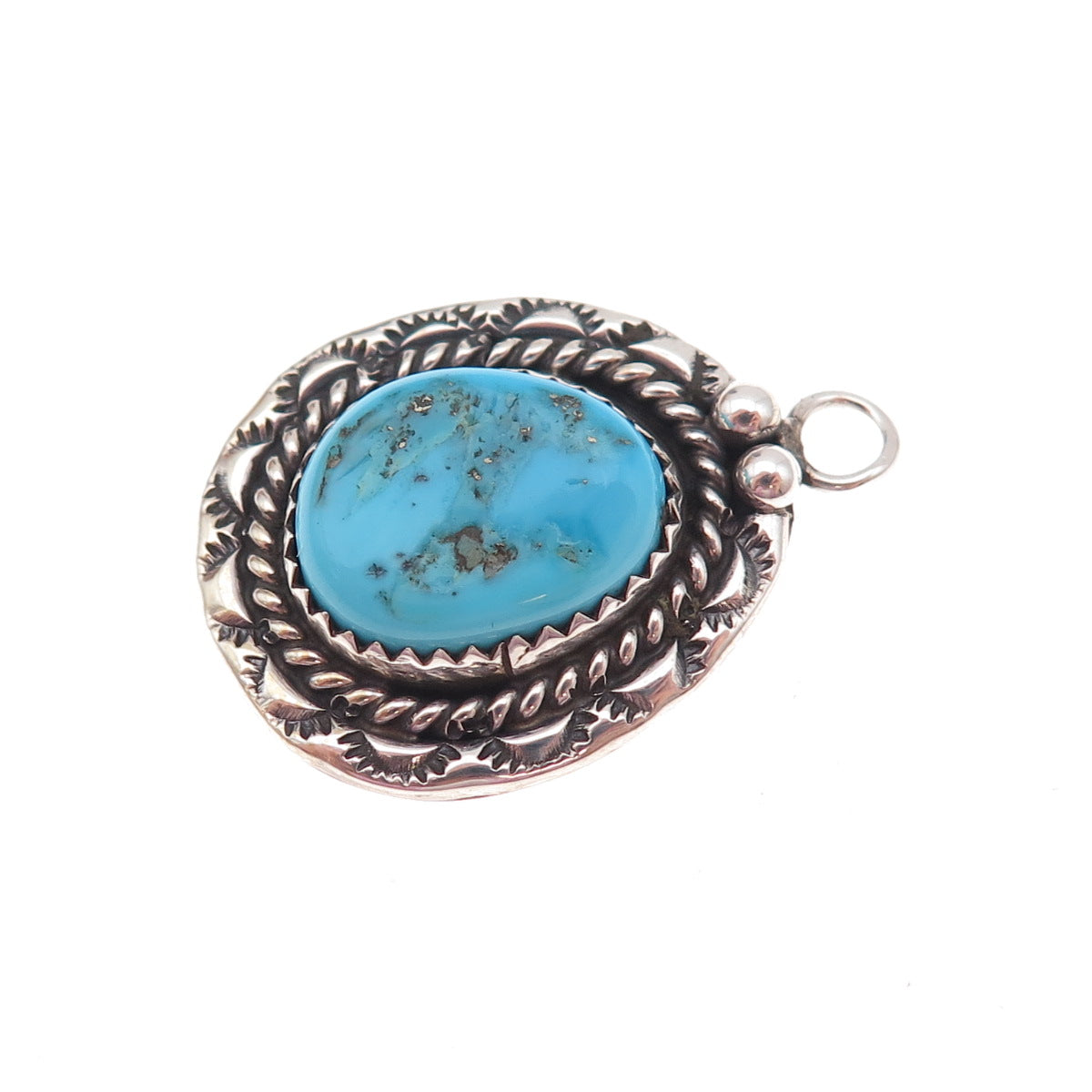 Lorencita Garcia Old Pawn 925 Sterling Silver Vintage Turquoise Charm Pendant