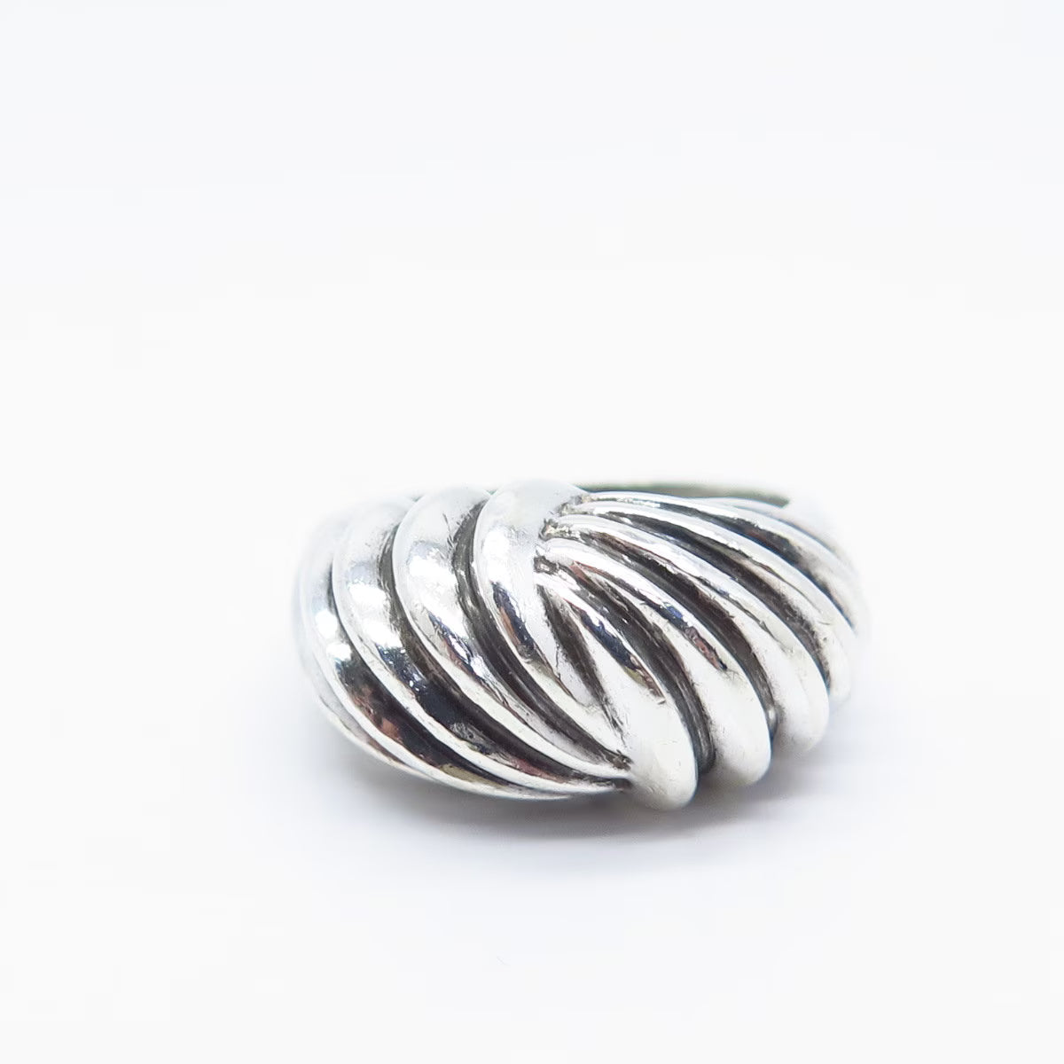 925 Sterling Silver Vintage Ribbed Ring Size 6.75