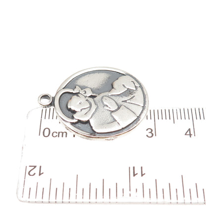 925 Sterling Silver Vintage St. Anthony Medal Oxidized Charm Pendant