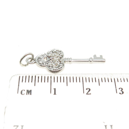 925 Sterling Silver Round-Cut Shaped C Z Key Pendant