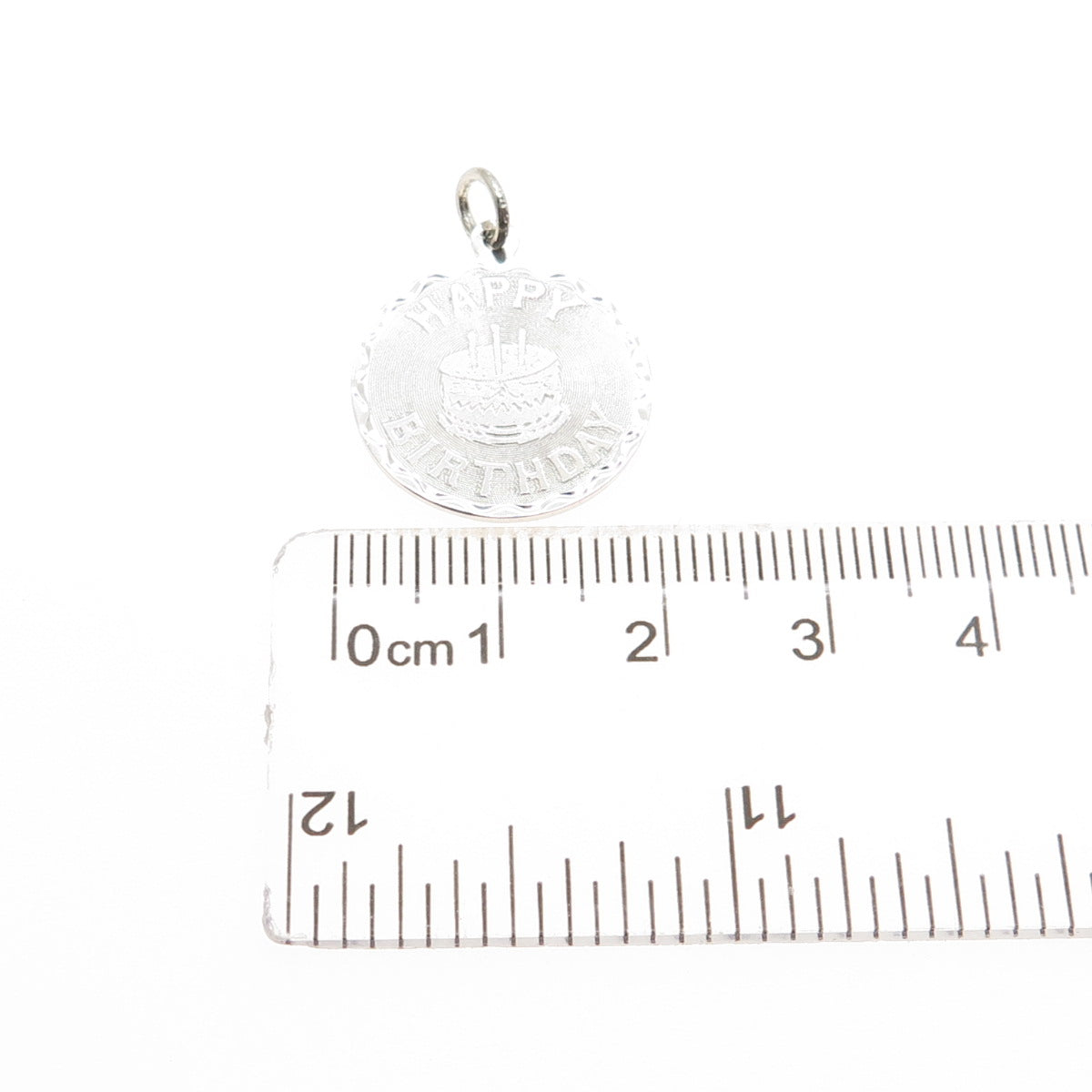 SPENCER 925 Sterling Silver Vintage Happy Birthday Minimalist Charm Pendant