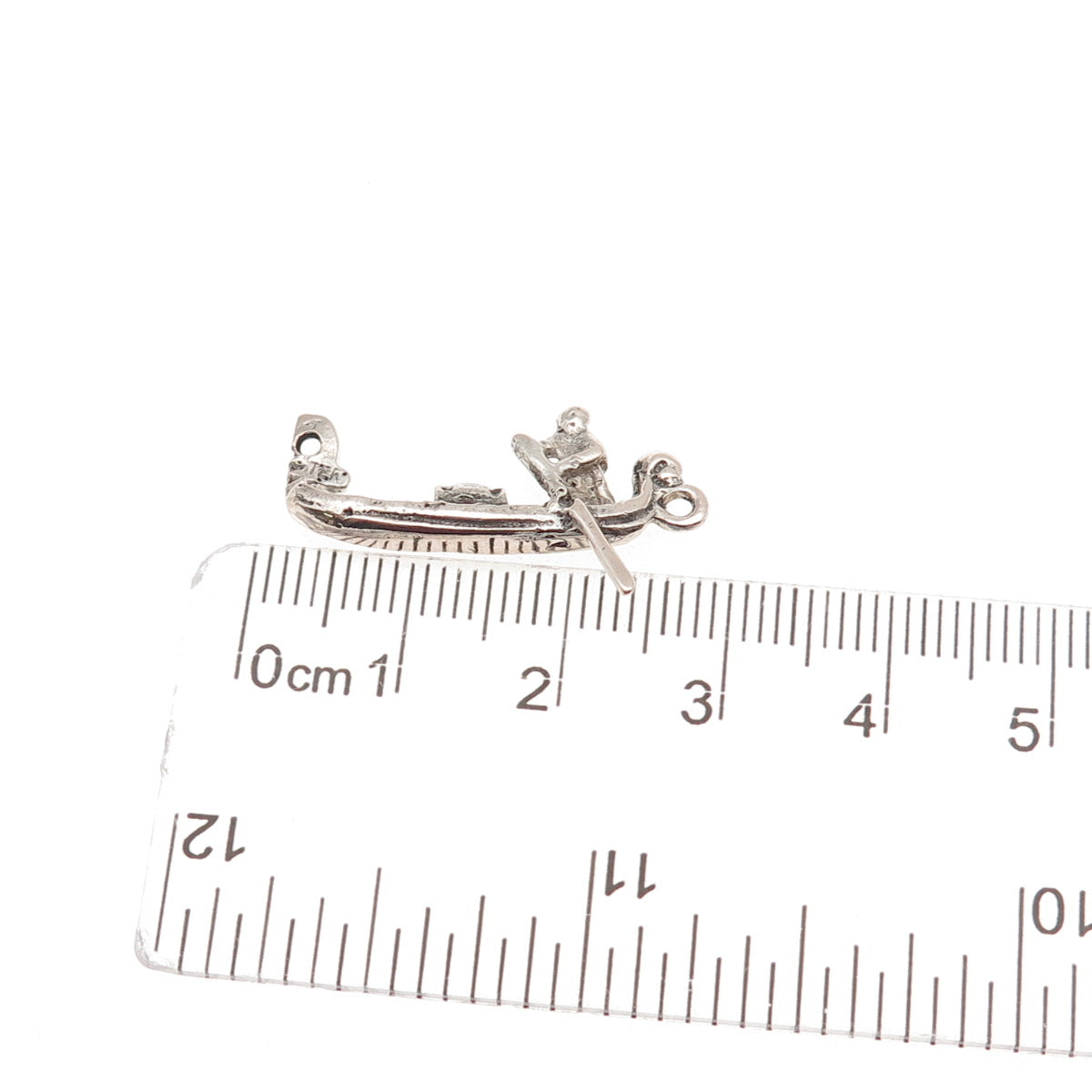 925 Sterling Silver Vintage Venetian Gondola Oxidized Charm Pendant