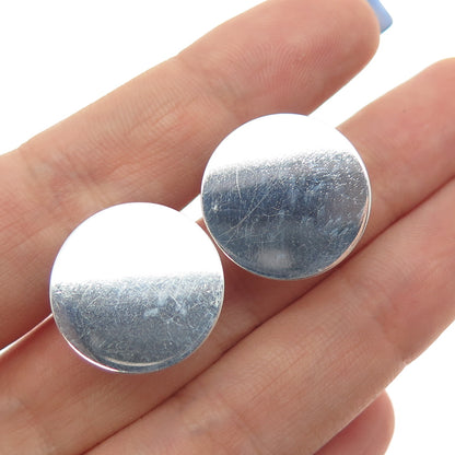 S. Kirk & Son 925 Sterling Silver Vintage Modernist Disc Screw Back Earrings