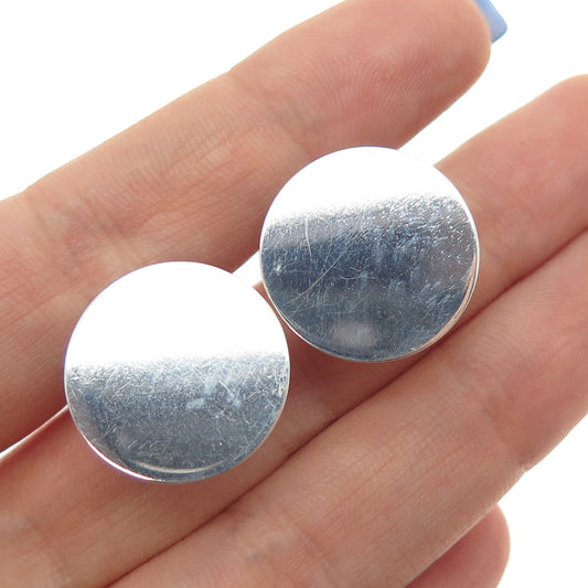 S. Kirk & Son 925 Sterling Silver Vintage Modernist Disc Screw Back Earrings