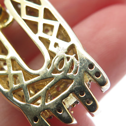 925 Sterling Silver Gold Plated Round-Cut Shaped C Z Letter U Sparkle Pendant