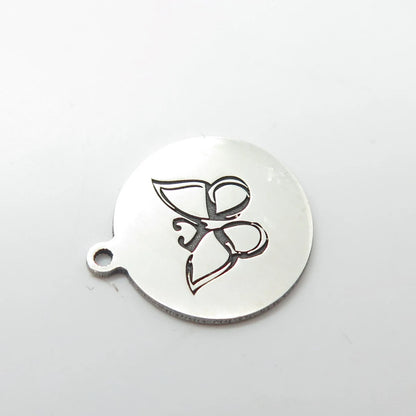 925 Sterling Silver USA Two In Town Butterfly Charm Pendant