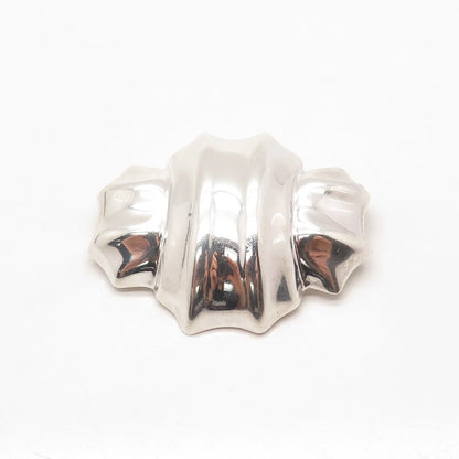 925 Sterling Silver Vintage Mexico Ribbed Bow Pin Brooch