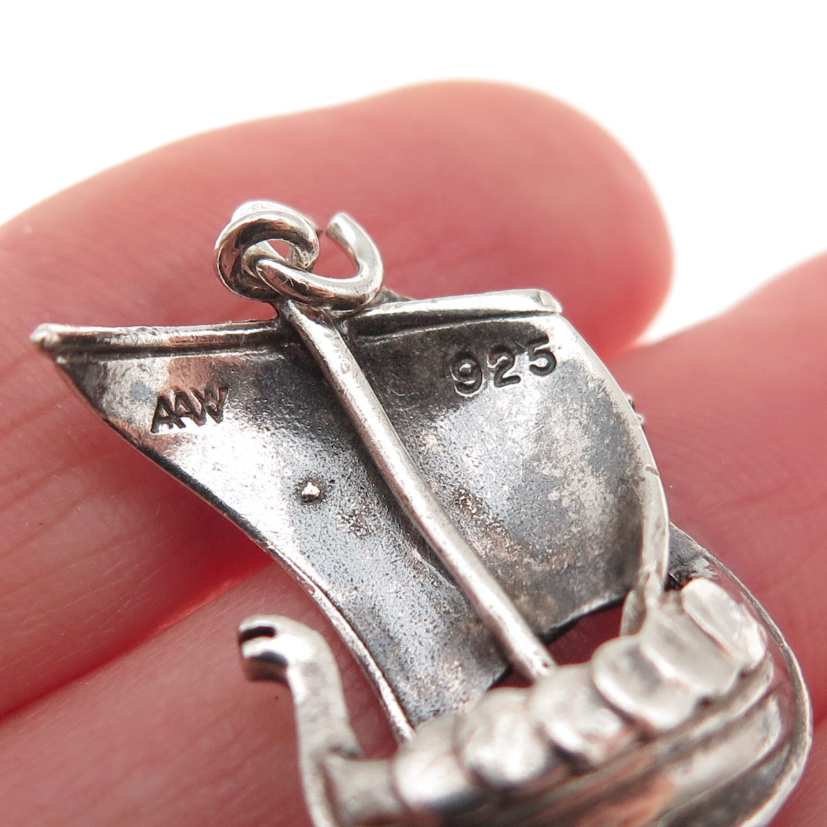 AAW Aage Wiemar 925 Sterling Silver Vintage Denmark Viking Ship Charm Pendant