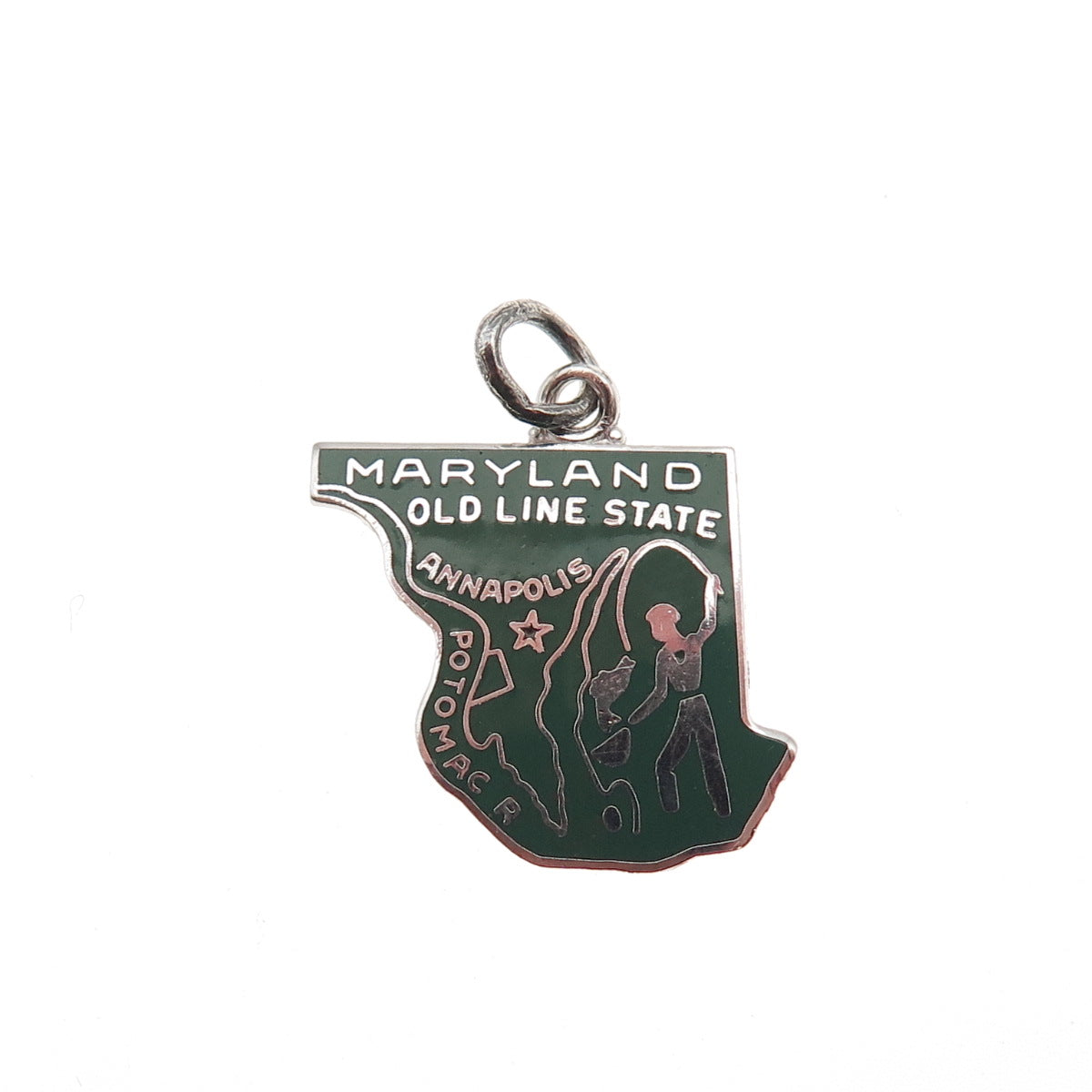 Griffith & Sons Sterling Silver Vintage Enamel Maryland State Mini Charm Pendant