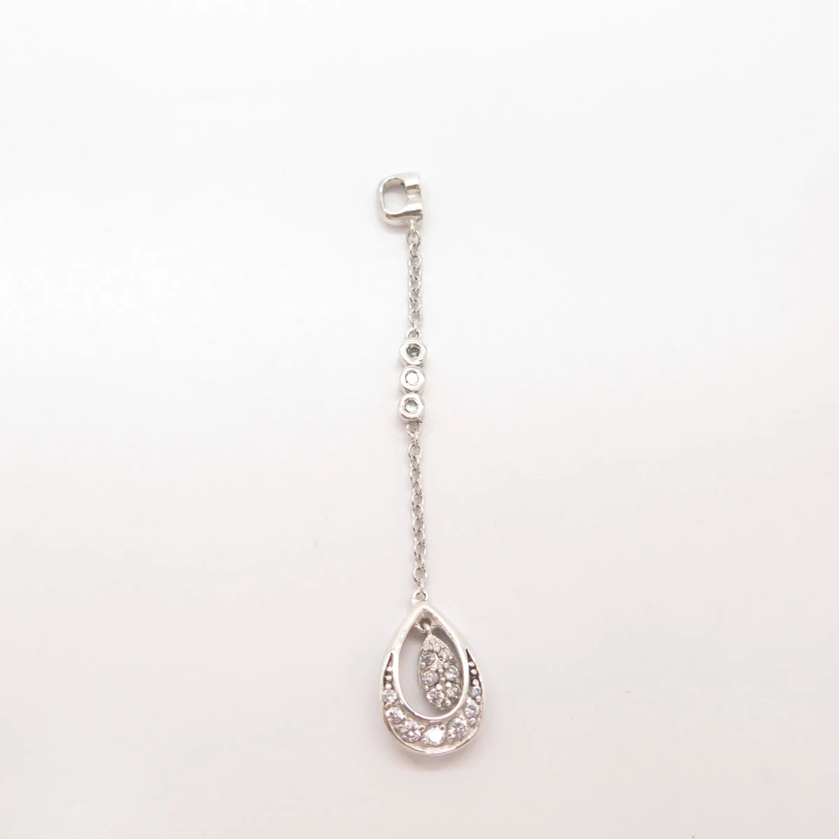 925 Sterling Silver Vintage C Z Teardrop Dangling Pendant