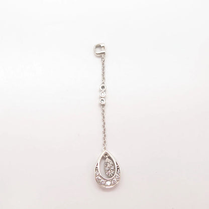 925 Sterling Silver Vintage C Z Teardrop Dangling Pendant