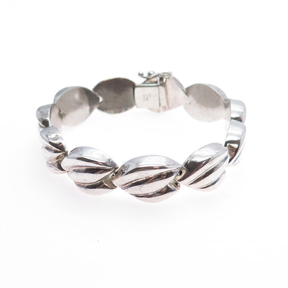MILOR 925 Sterling Silver Vintage Italy Modernist Floral Petal Link Bracelet 7"