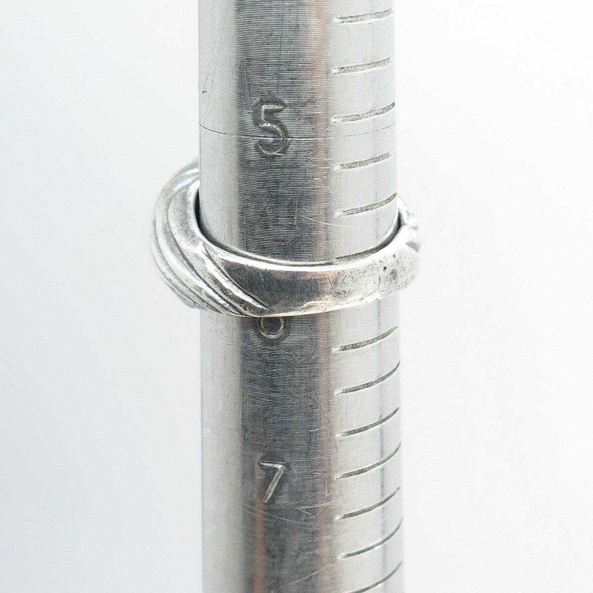 925 Sterling Silver Vintage Twisted Ribbed Dome Oxidized Ring Size 6