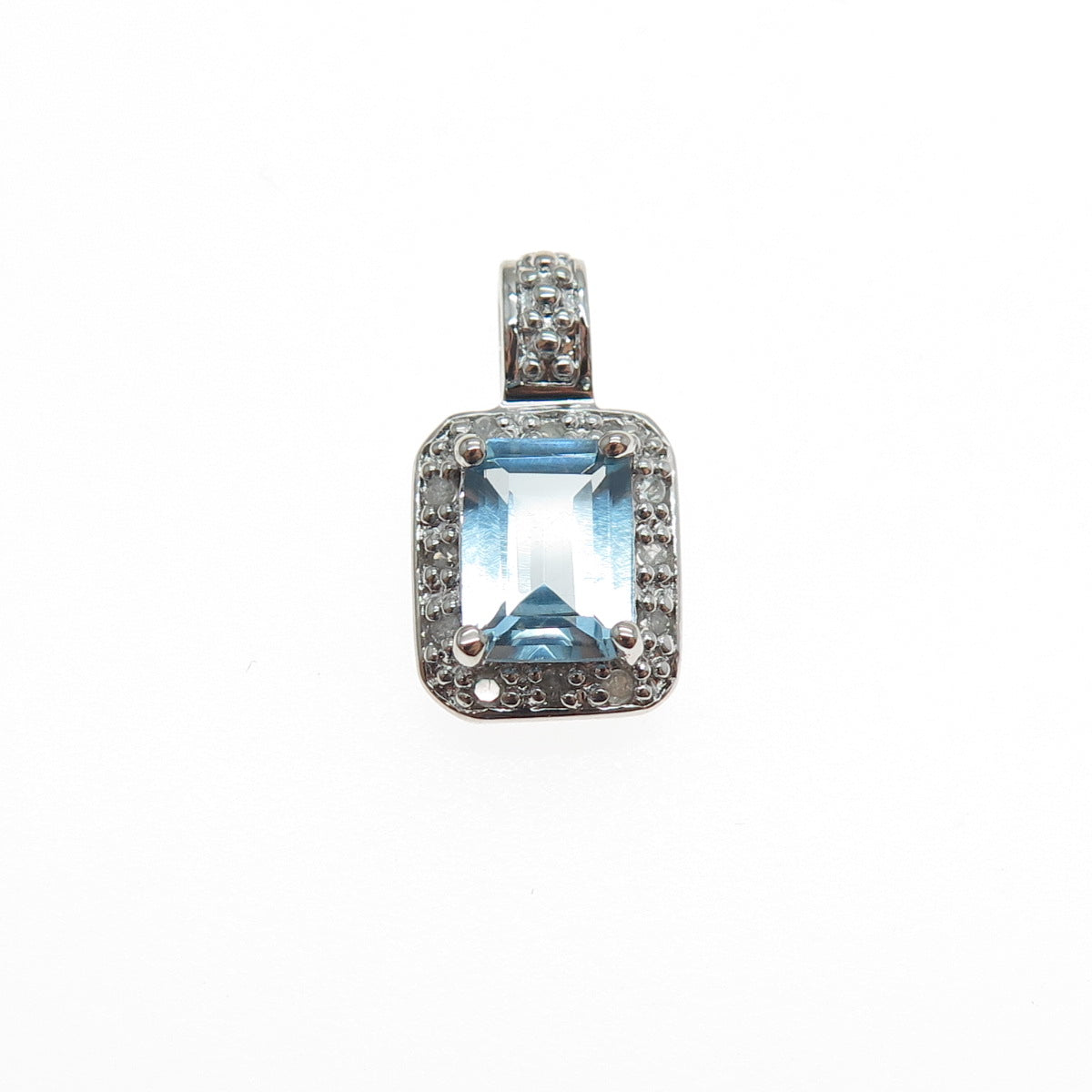 CHARLES WINSTON 925 Sterling Silver Real Diamond & Blue Topaz Mini Charm Pendant