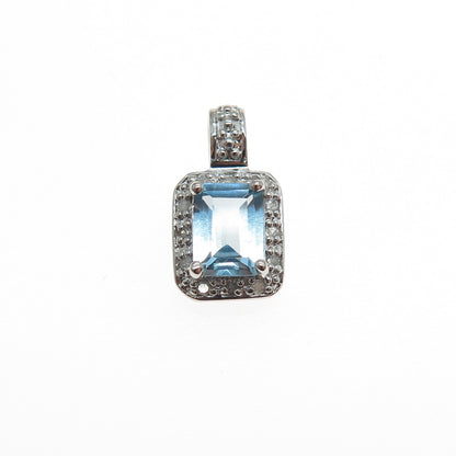 CHARLES WINSTON 925 Sterling Silver Real Diamond & Blue Topaz Mini Charm Pendant