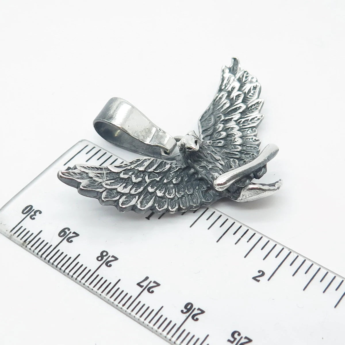 925 Sterling Silver Vintage Hawk Bird Pendant