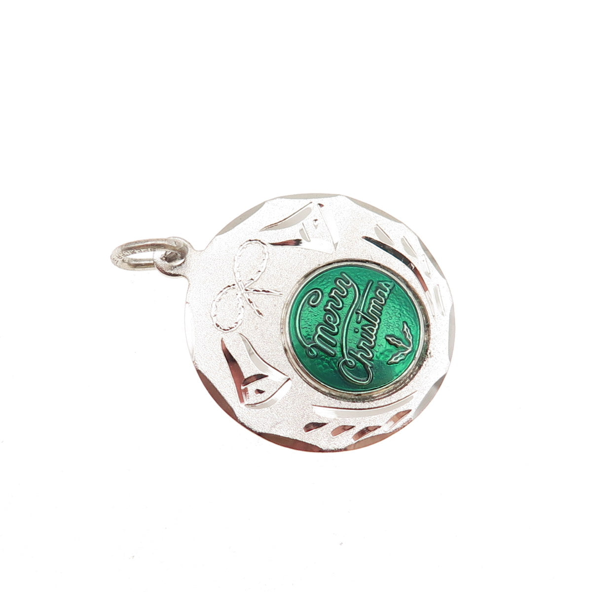 Spencer Co. 925 Sterling Silver Vintage Enamel Merry Christmas Charm Pendant