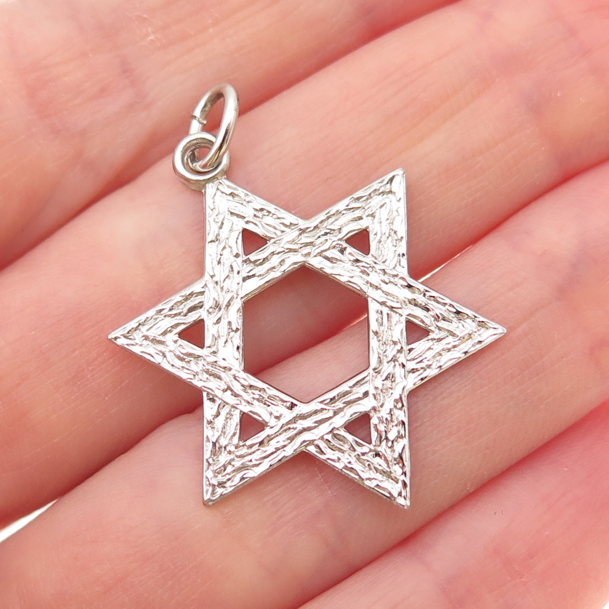 925 Sterling Silver Vintage Star of David Charm Pendant