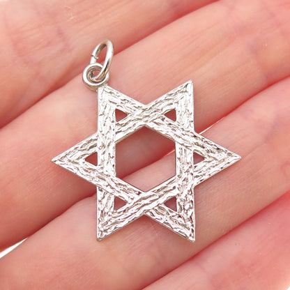925 Sterling Silver Vintage Star of David Charm Pendant