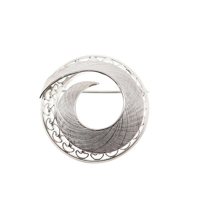 Wells 925 Sterling Silver Antique Art Deco Textured Spiral Ornate Pin Brooch
