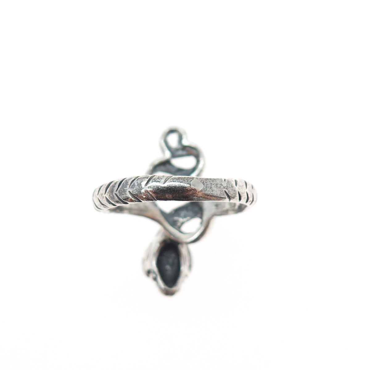 925 Sterling Silver Vintage Cobra Snake Oxidized Ring Size 8.25