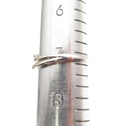 925 Sterling Silver Real Round-Cut Diamond Bypass Adjustable Ring Size 7.25