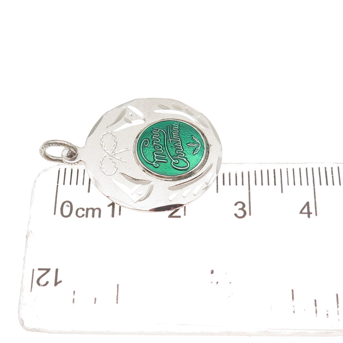 Spencer Co. 925 Sterling Silver Vintage Enamel Merry Christmas Charm Pendant