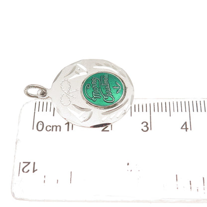 Spencer Co. 925 Sterling Silver Vintage Enamel Merry Christmas Charm Pendant