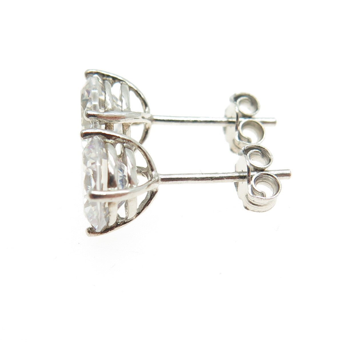 925 Sterling Silver Round-Cut C Z Stud Earrings