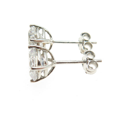925 Sterling Silver Round-Cut C Z Stud Earrings
