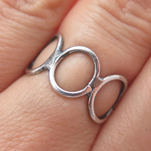 925 Sterling Silver Vintage Circle Link Oxidized Ring Size 6.5