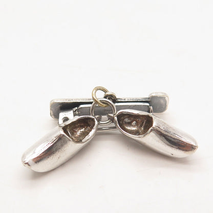 925 Sterling Silver Vintage Holland Boot Shoes Charms Pin Brooch
