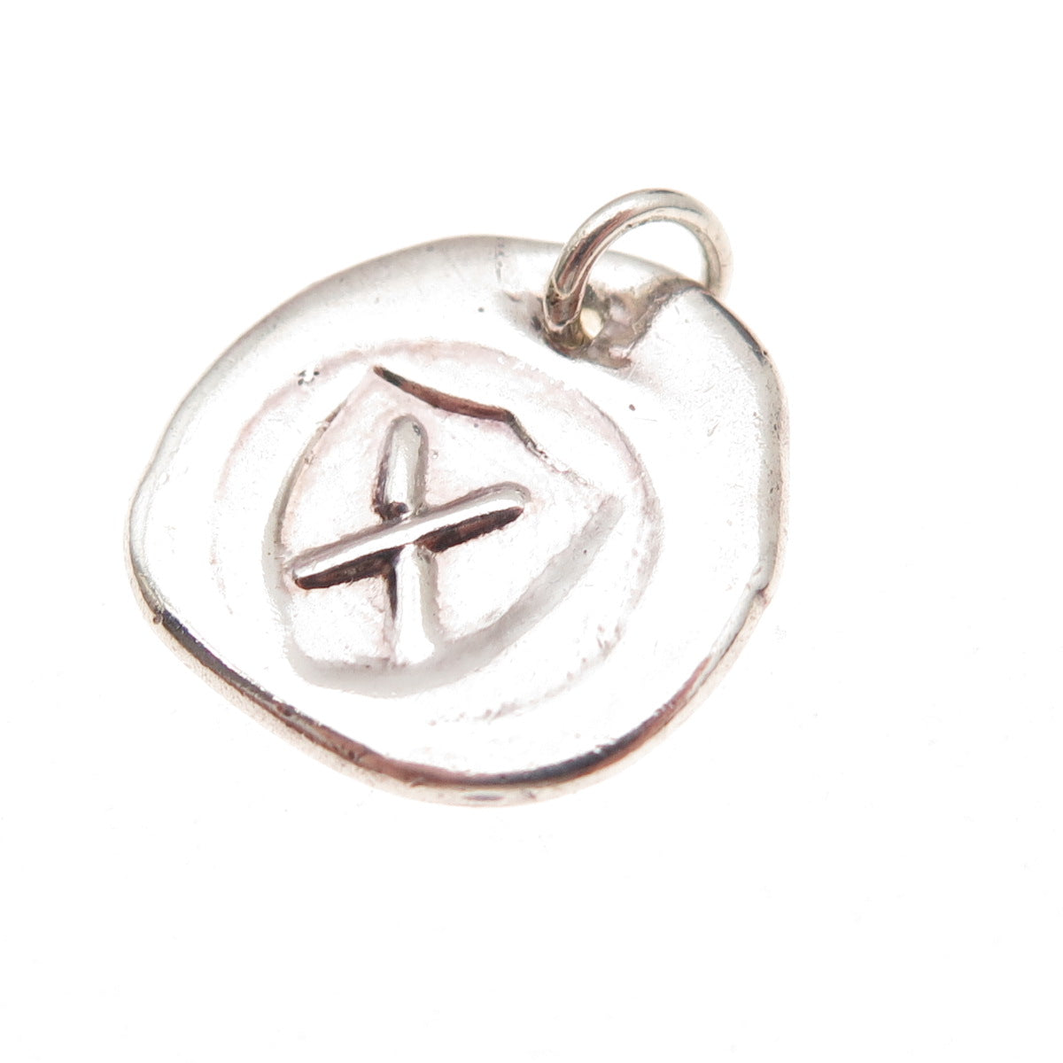 925 Sterling Silver Vintage Letter X Wax Seal Oxidized Charm Pendant