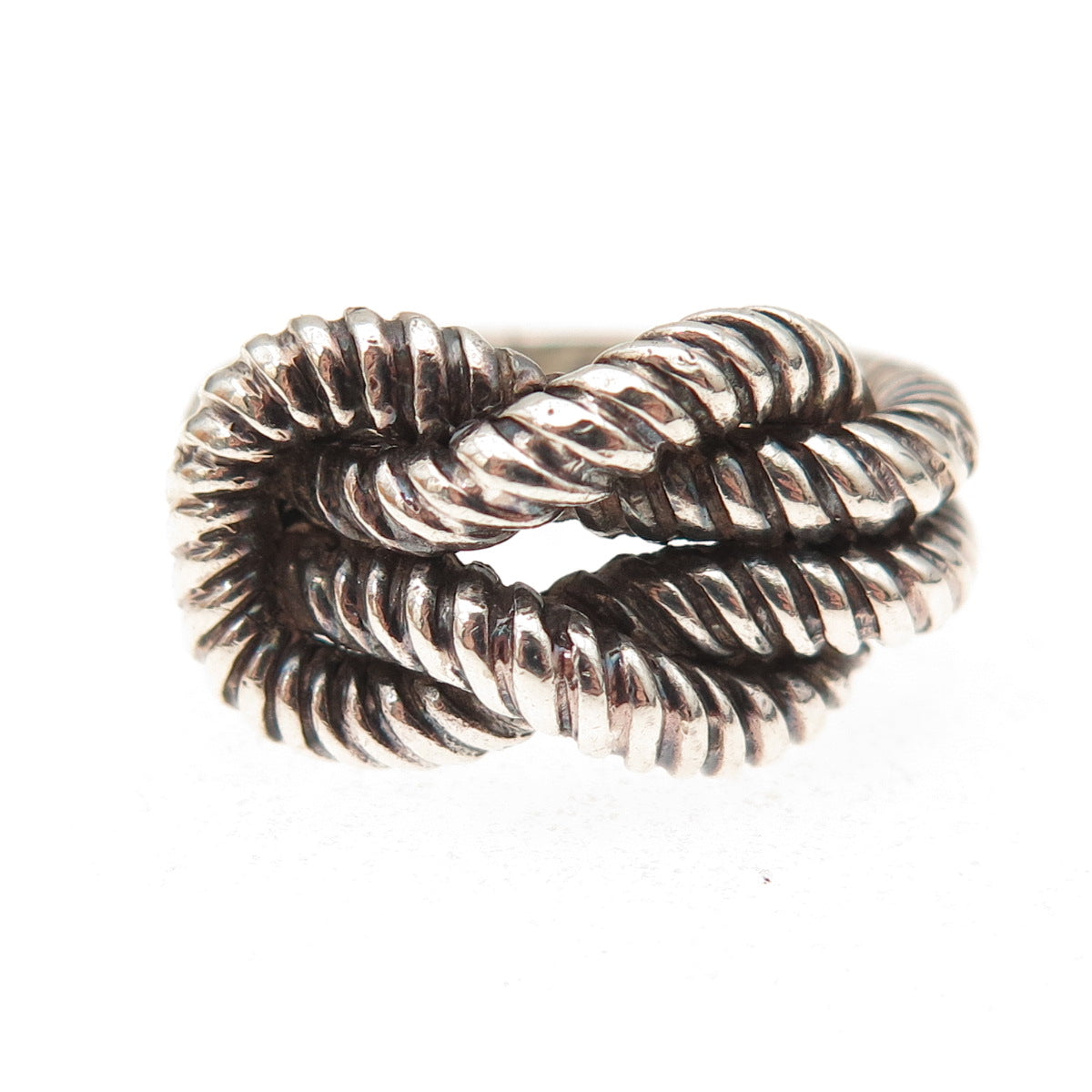 925 Sterling Silver Vintage Love Knot Oxidized Ring Size 5