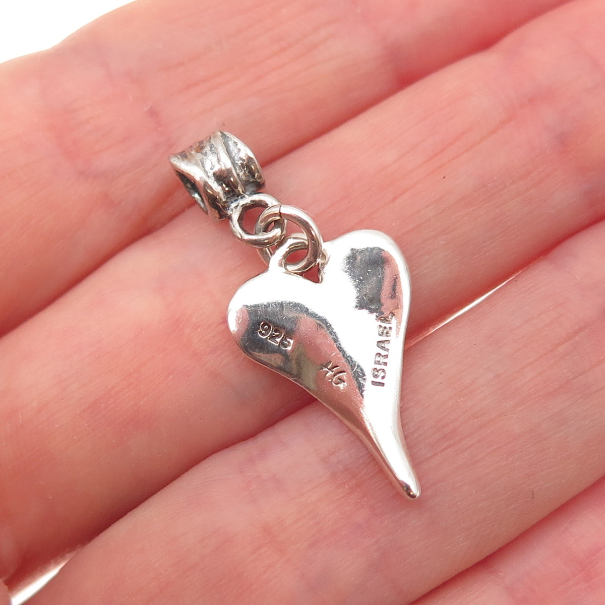 Hagit Gorali 925 Sterling Silver Vintage Israel Modernist Heart Charm Pendant