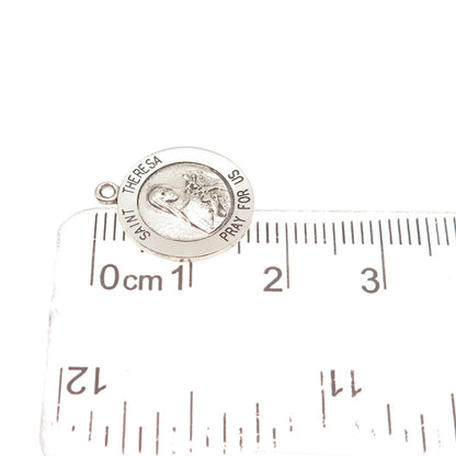 925 Sterling Silver Vintage St. Theresa Religious Mini Charm Pendant