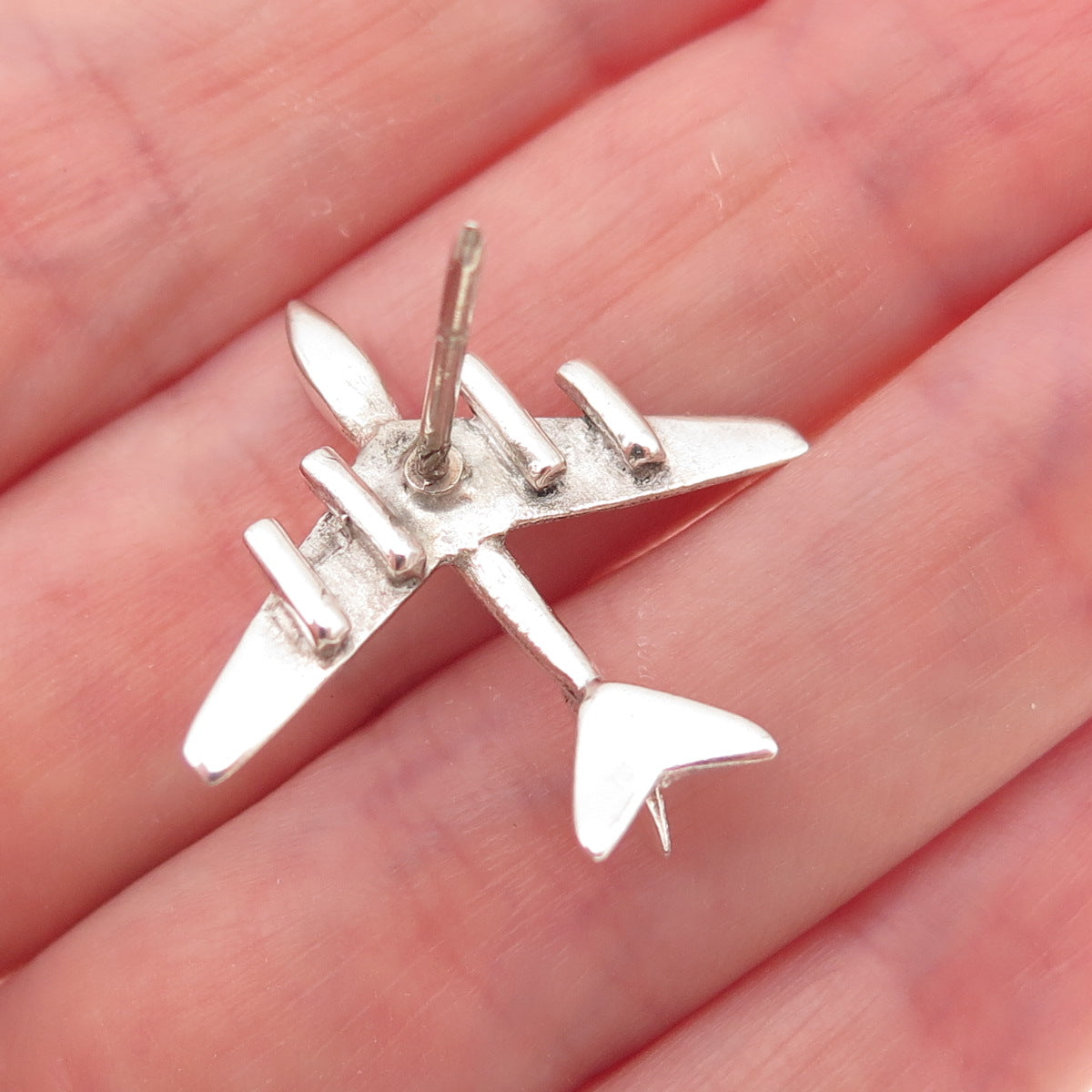 925 Sterling Silver Vintage Airplane Tie Tack / Lapel Pin