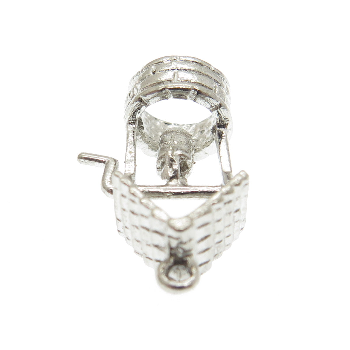 925 Sterling Silver Antique Art Deco Water Well 3D Charm Pendant