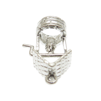 925 Sterling Silver Antique Art Deco Water Well 3D Charm Pendant