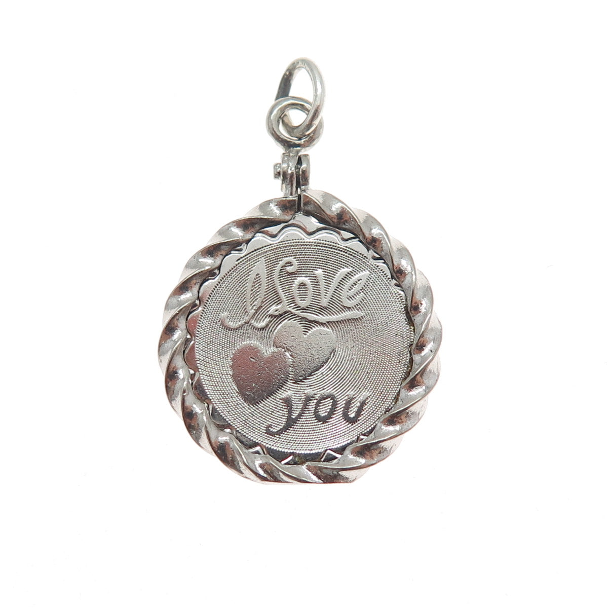 SPENCER CO. 925 Sterling Silver Vintage I Love You Charm Pendant