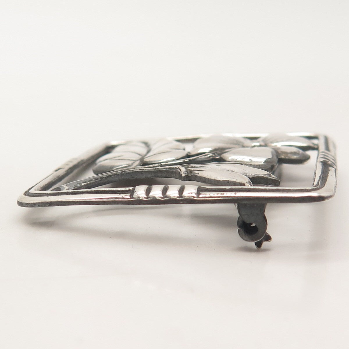 925 Sterling Silver Vintage Floral Leaf Pin Brooch