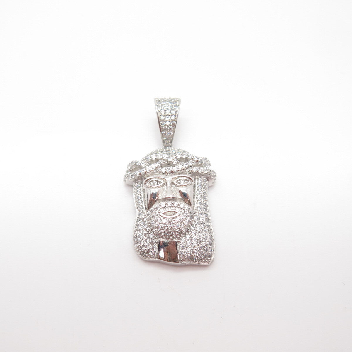 925 Sterling Silver C Z Jesus Religious Pendant