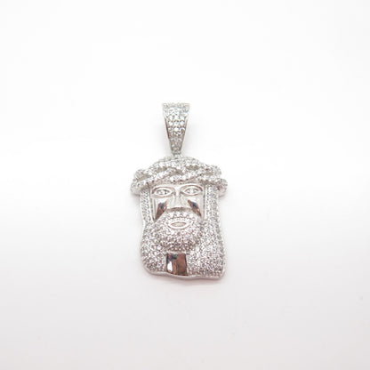 925 Sterling Silver C Z Jesus Religious Pendant