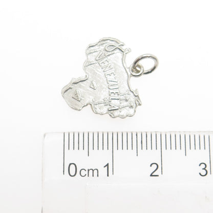 925 Sterling Silver Vintage "Venezuela" Country Map Charm Pendant