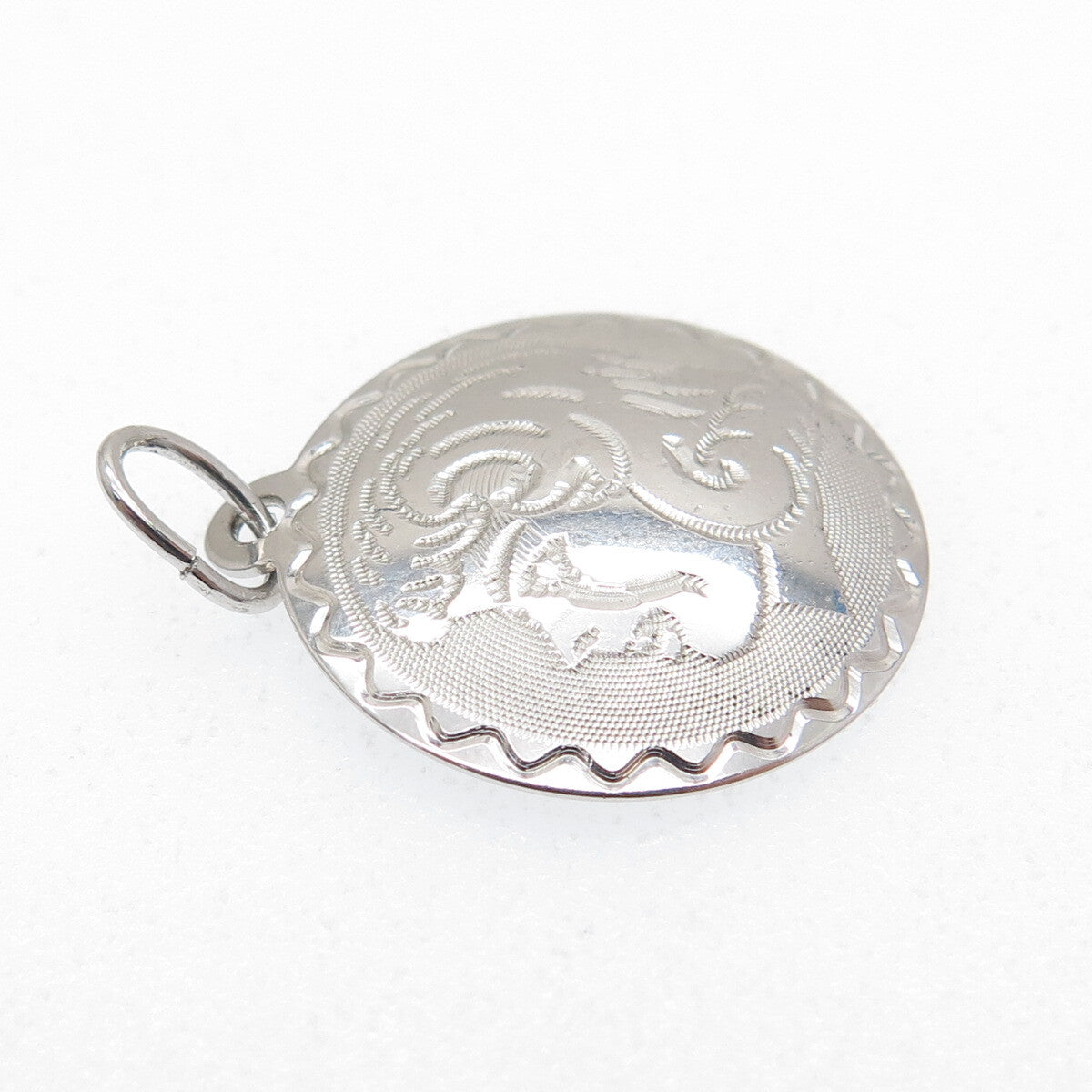 JANEL 925 Sterling Silver Vintage Engraved Girl Profile Minimalist Charm Pendant
