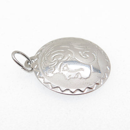 JANEL 925 Sterling Silver Vintage Engraved Girl Profile Minimalist Charm Pendant