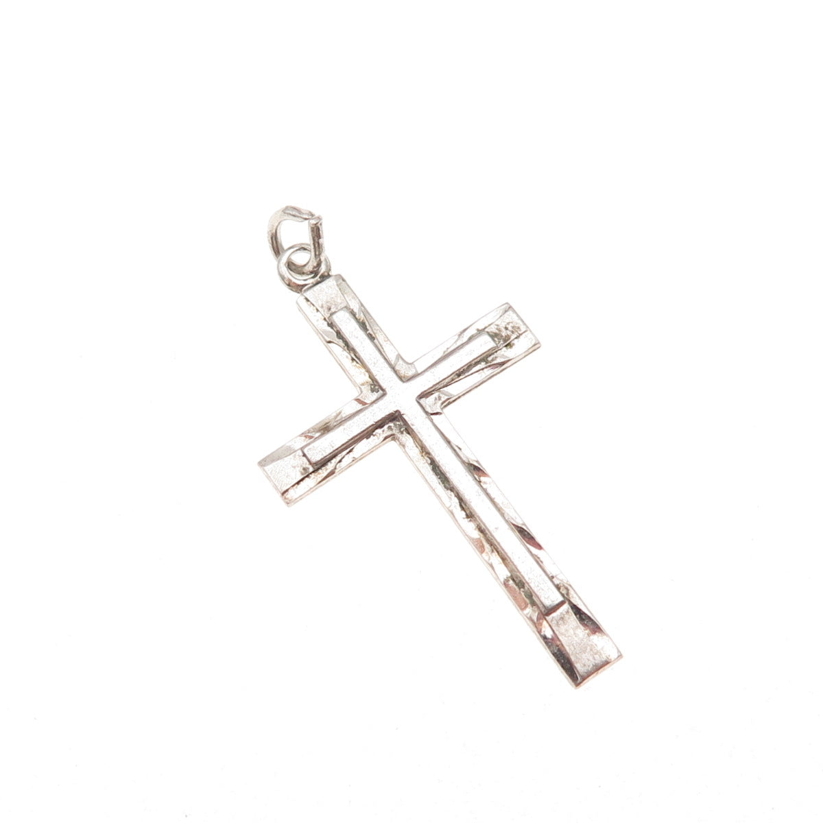 Tru-Kay 925 Sterling Silver Vintage Cross Oxidized Charm Pendant